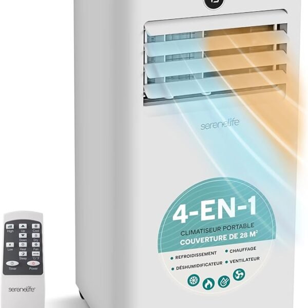 Climatiseur Mobile Réversible SereneLife 7000 BTU – 31 m² (A+++)
