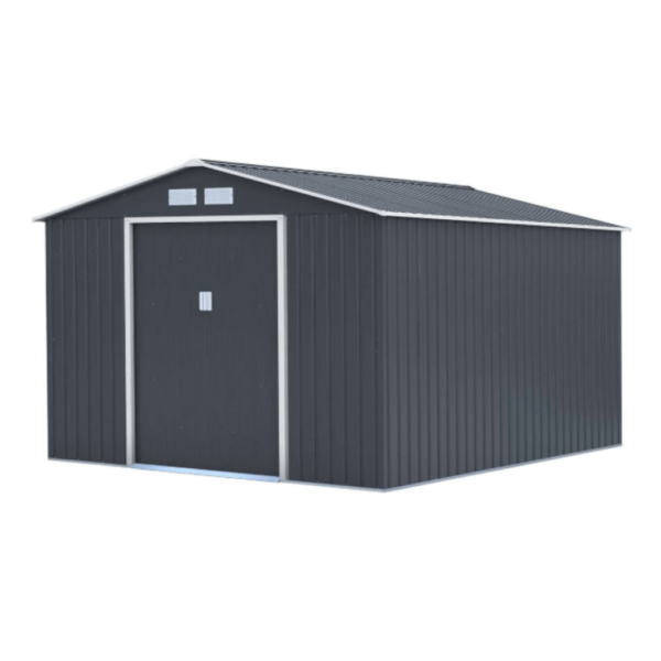 Abri de jardin en acier galvanisé gris 12,5 m² – Résistance longue durée