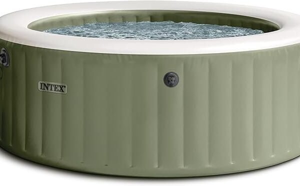 INTEX PureSpa 28425EG Ensemble de Spa Gonflable et Portable avec Housse de Spa économe en énergie, système d'eau salée, 4 Personnes, 195,6 x 71,1 cm